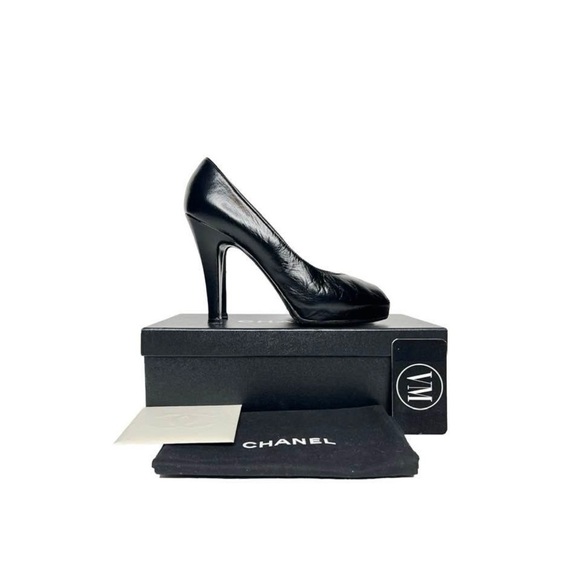 CHANEL • CHAUS OUVERTES HEELS W/ BOX & DUST BAG (38) - Picture 13 of 13